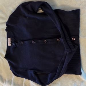 Button down girl's blue sweater